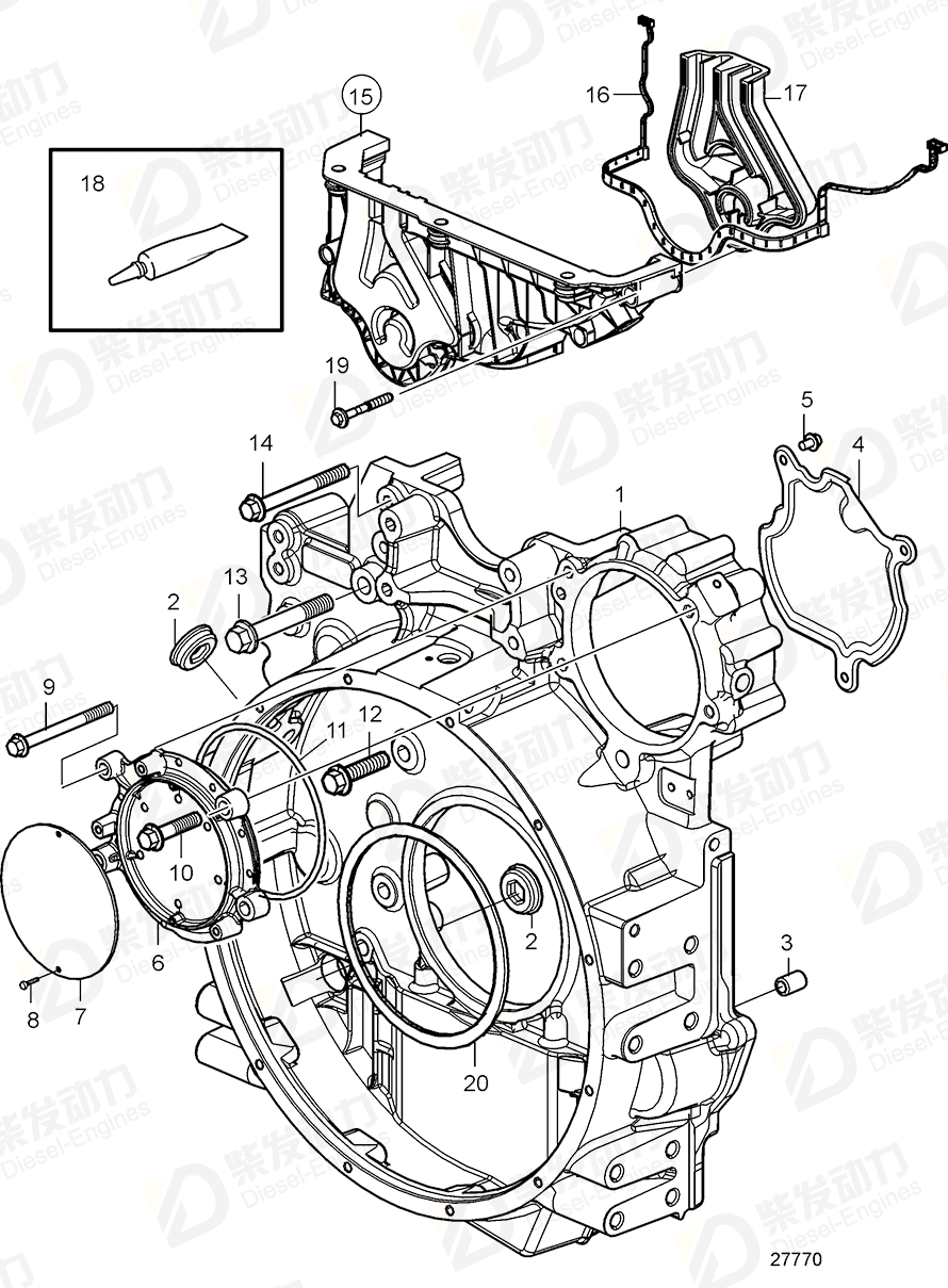 VOLVO Timing gear cover 22121029 Drawing